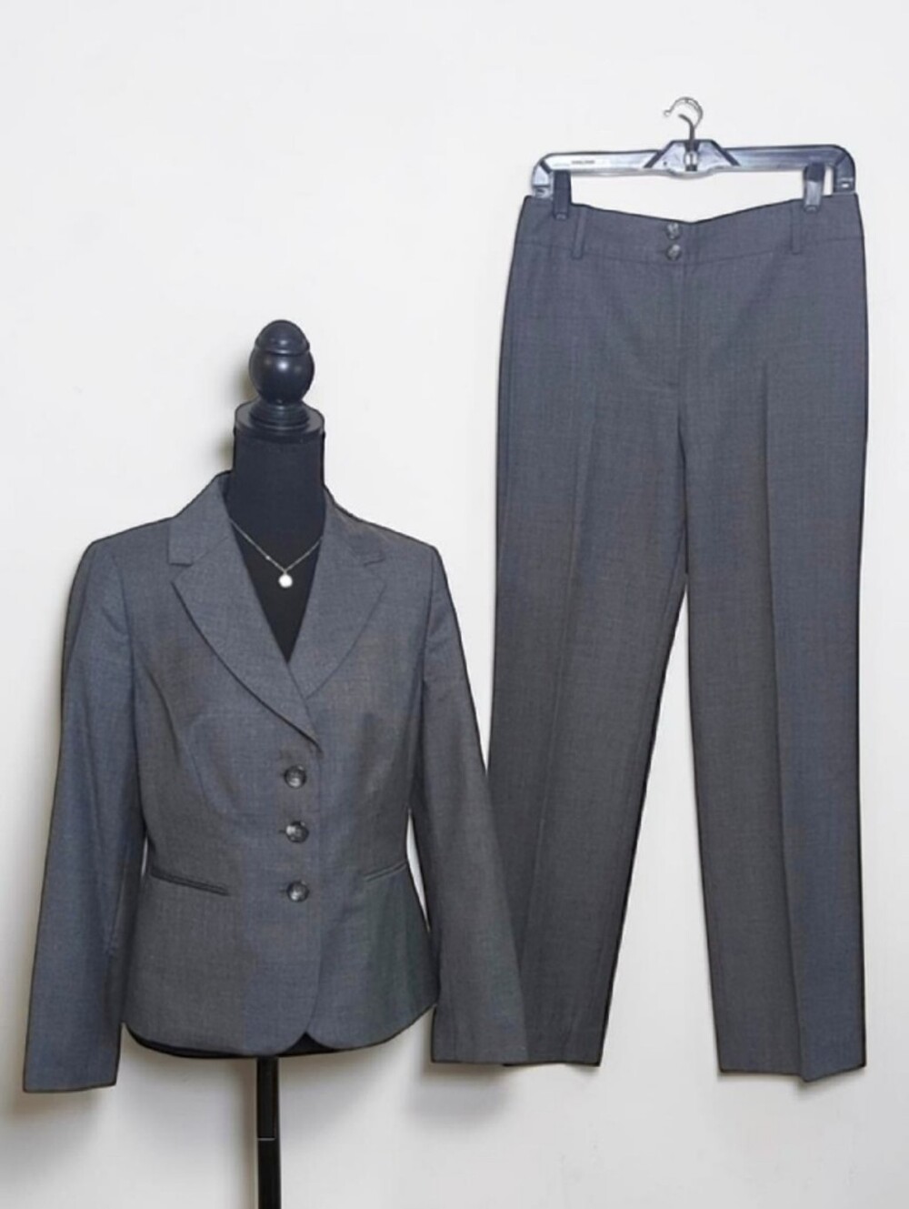 Ann Taylor Cashmere Wool Gray Suit Jacket 8P Audrey Trousers 6 Office Siren